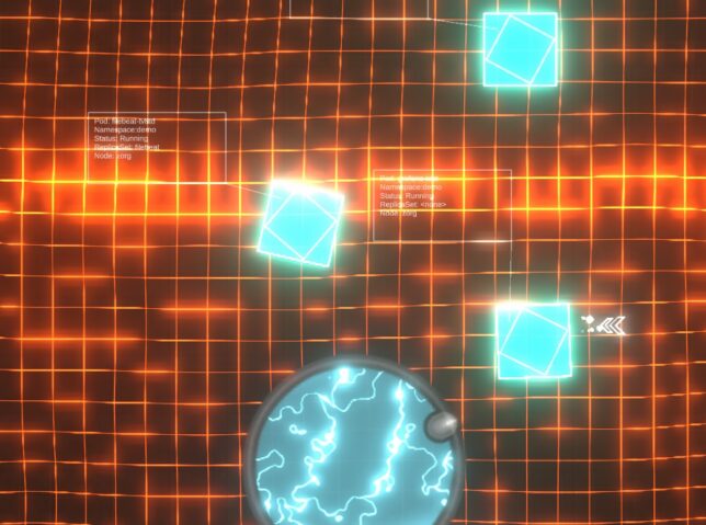 pods spawned in the game, bouncing around